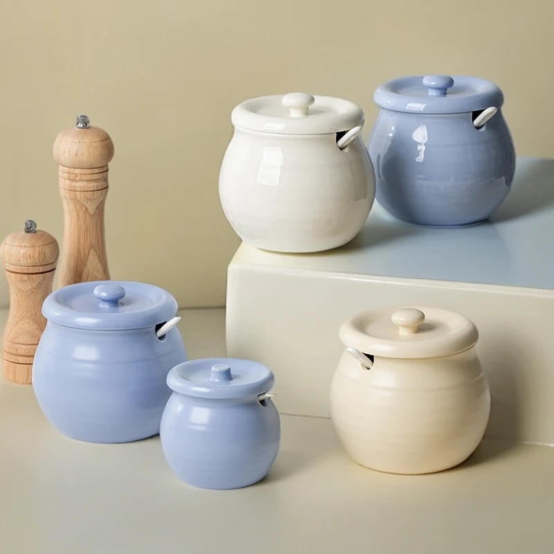 陶瓷调味罐猪油罐辣椒油罐高颜值家用耐高温厨房调料盒糖罐盐罐子