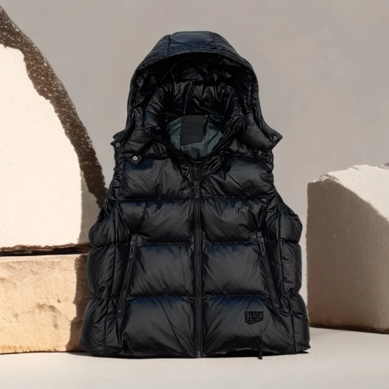 诺顿雷斯黑金标鹅绒马甲男女羽绒服背心新款东北超加厚短款马夹