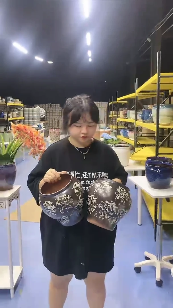 宜兴紫砂粗陶花盆16*21
