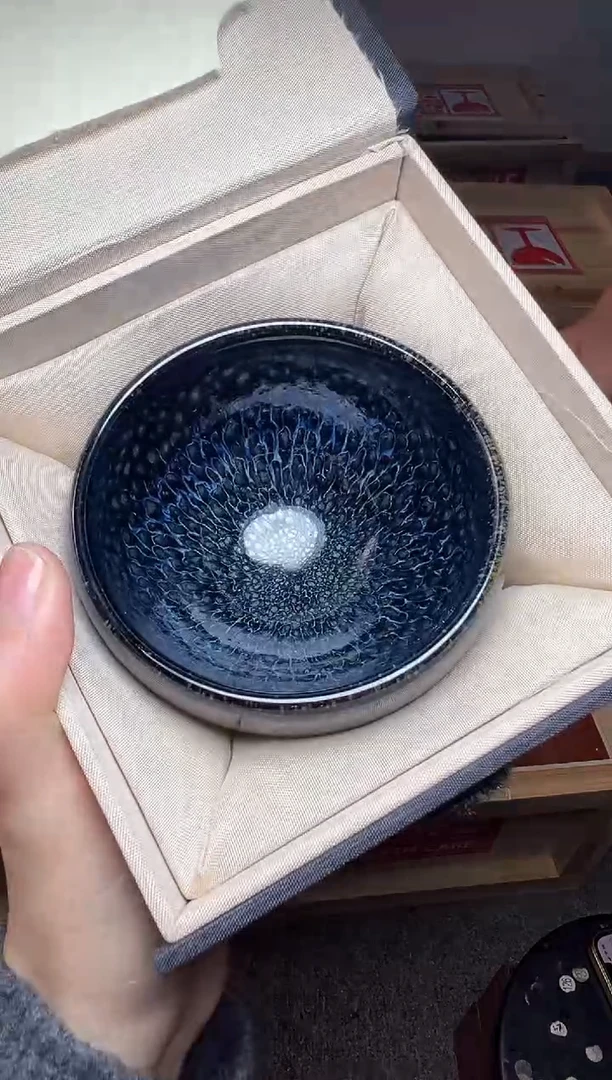 【盏三疯】蓝孔雀 建盏主人杯