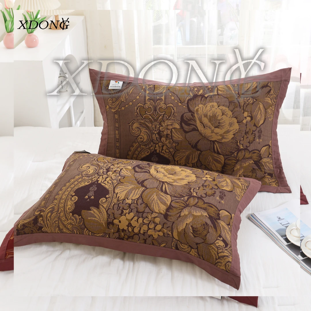 XDONGY（冬云家纺）顶奢52*78 亲肤柔软 盛世繁花紫 枕巾一对装