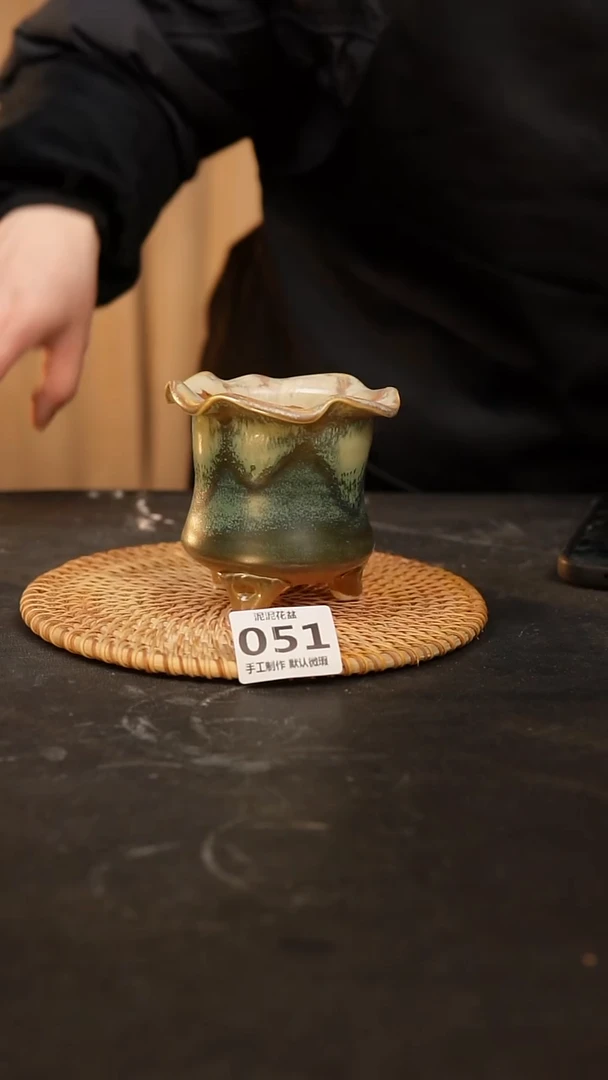 【闪购商品】瓷片051泥泥手工花盆口7高9