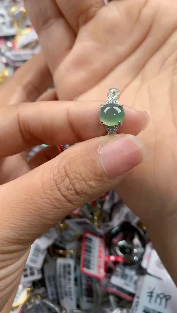 银S925镶嵌戒指翡翠333   3