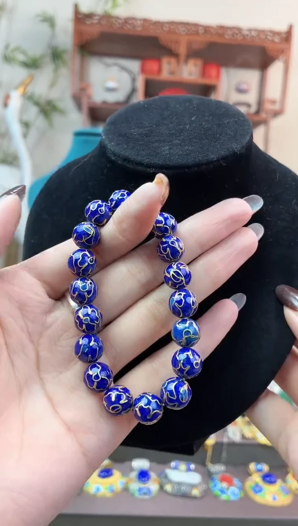 非遗手工景泰蓝手串1.0宝蓝万花