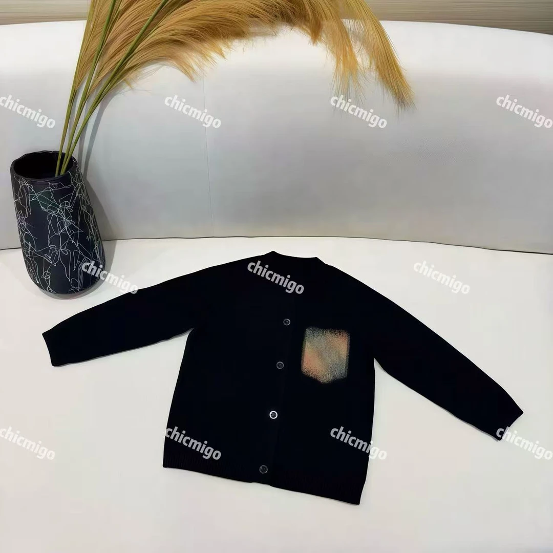 【Chicmigo高定童装】秋季新款毛衣男女童开衫口袋格纹针织衫套装
