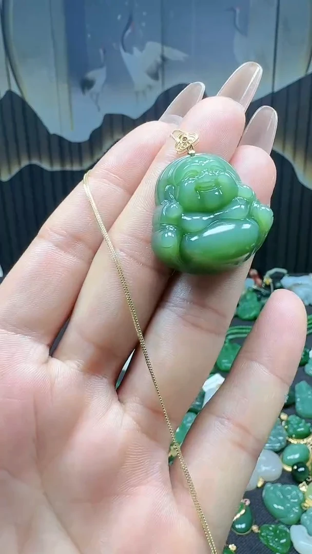 【闪购商品】和田玉挂件18K金镶嵌1