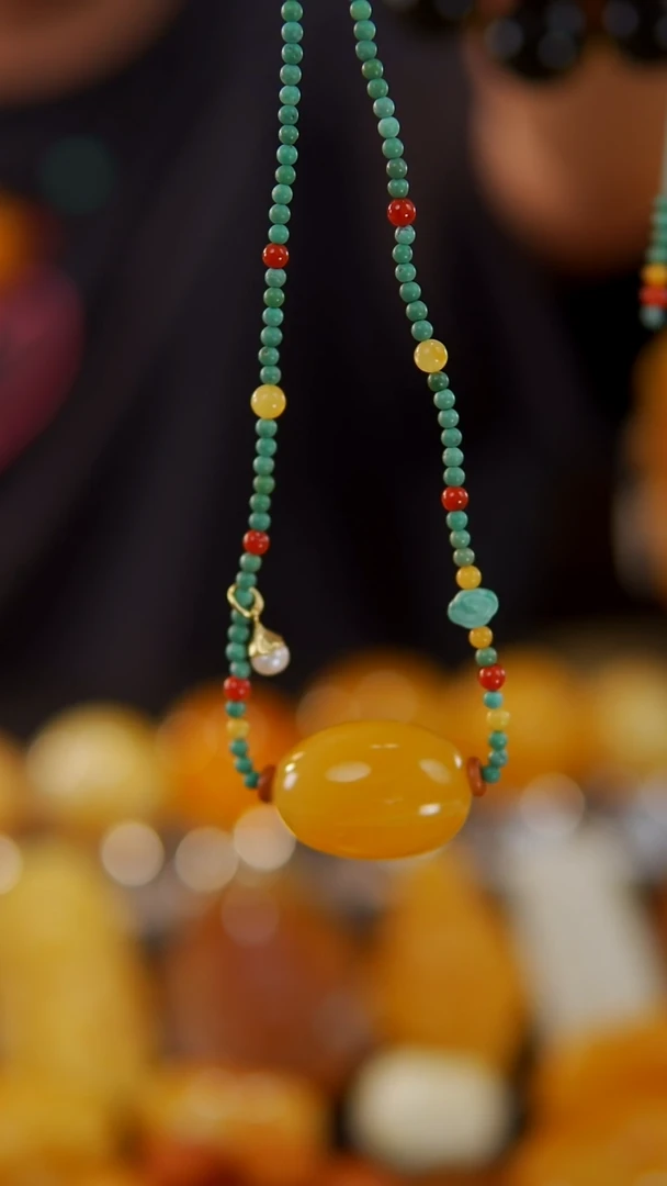 【闪购商品】蜜蜡颈饰未镶嵌焦皮料枣珠锁骨链14.95