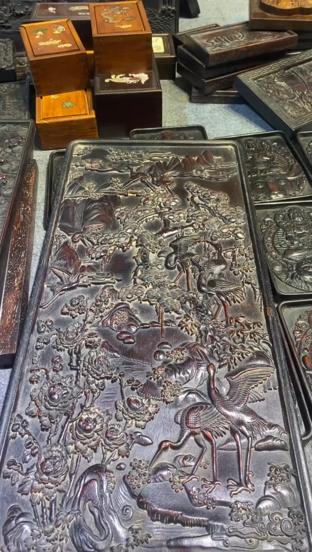 木紫檀拆件雕刻板以直播间实物为准微瑕老物件