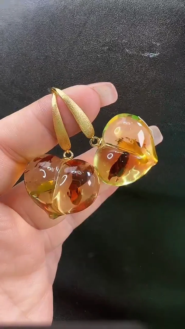 琥珀颈饰未镶嵌耳环