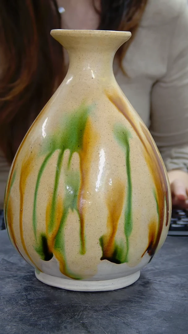 瓶三彩玉壶春瓶#1165#瓷器