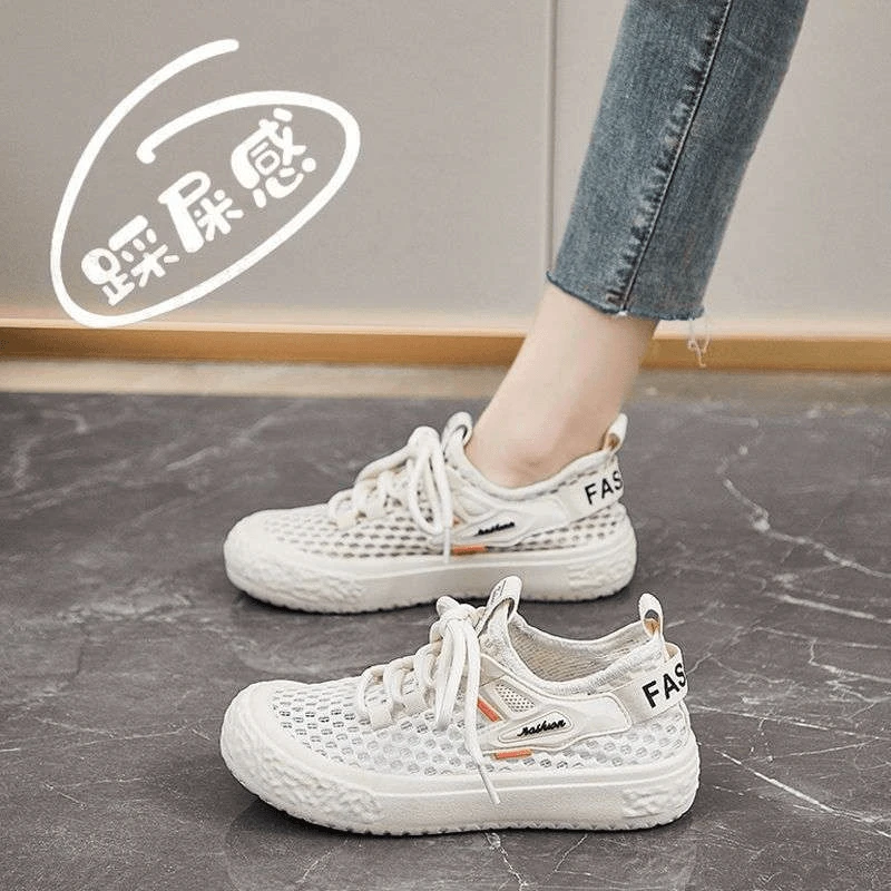 2025夏季镂空网面鞋女鞋新品时尚透气运动鞋学生软底软面飞织潮鞋