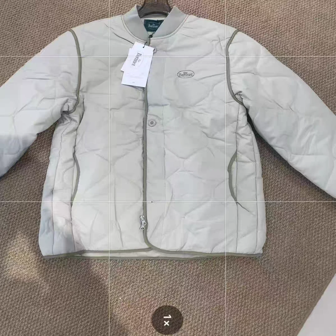 复古菱纹绗线飞行棒球棉服冬季情侣保暖夹克外套简约工装棉衣