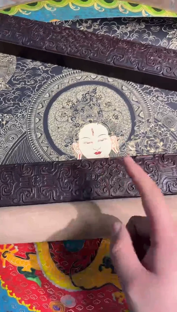 卷轴画子子的唐卡tk160带盒