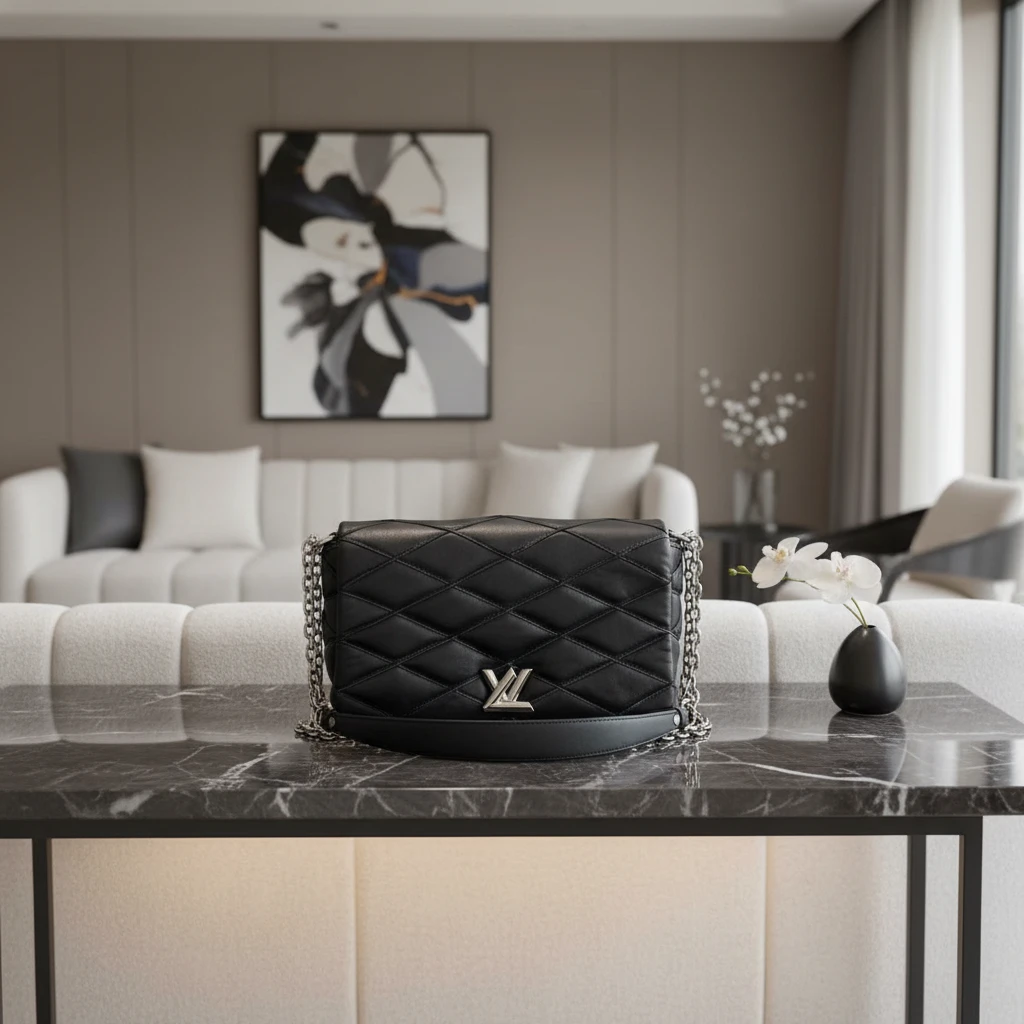95新 LouisVuitton/路易威登 黑色菱形扭一扭斜挎包 1811 5614