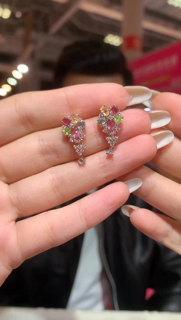 银S925镶嵌耳饰碧玺【宝石世家严选】