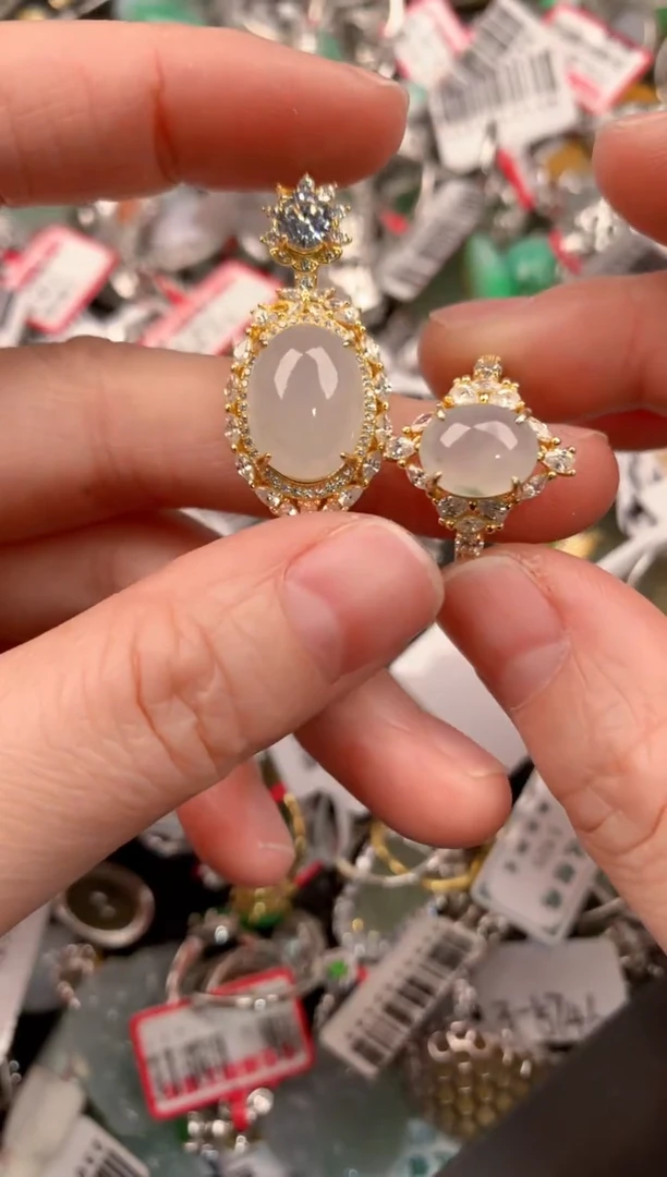 银S925镶嵌戒指翡翠999---1