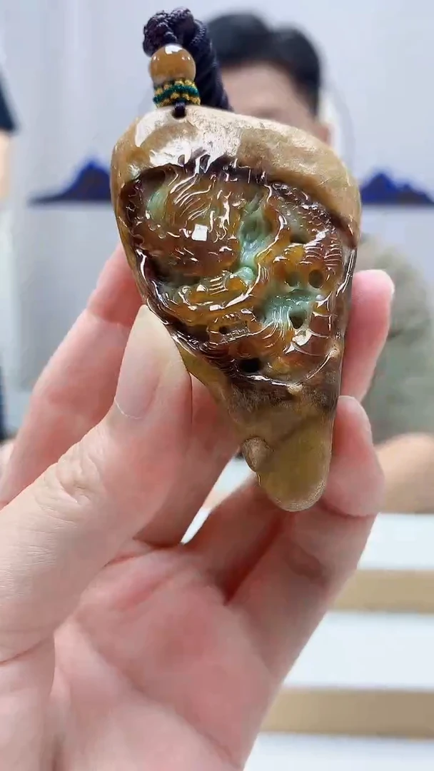 未镶嵌定制翡翠4917zm-毛货挂件58龙牌