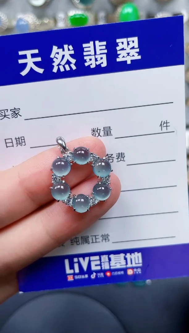 颈饰银S925镶嵌翡翠341