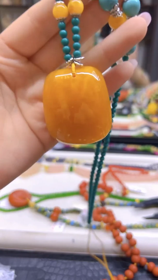 蜜蜡毛衣链未镶嵌DIY款M685
