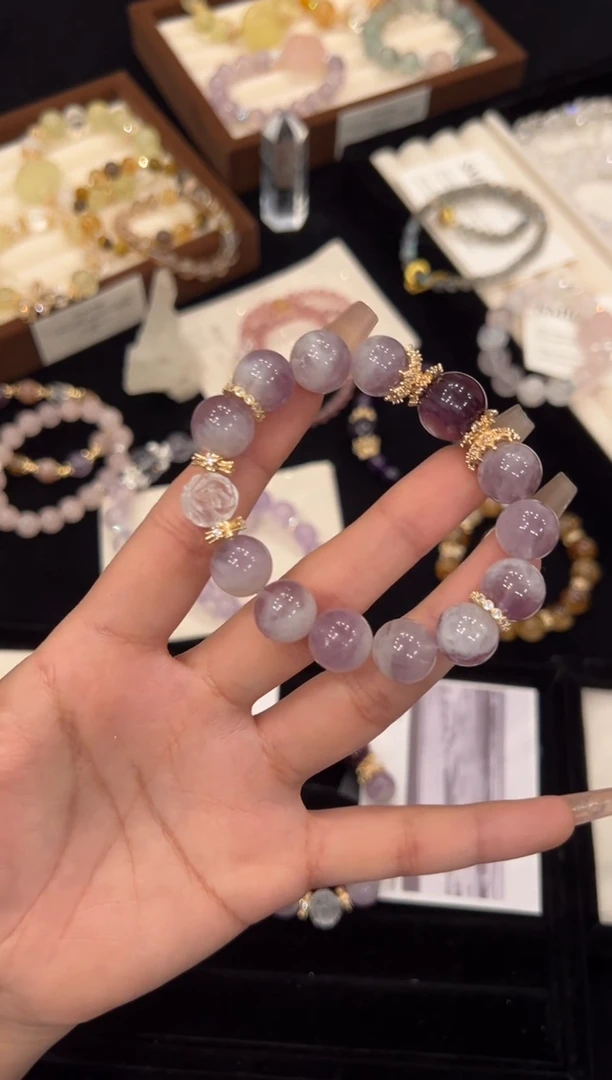 【闪购商品】水晶手链合金紫兔毛手链x1190