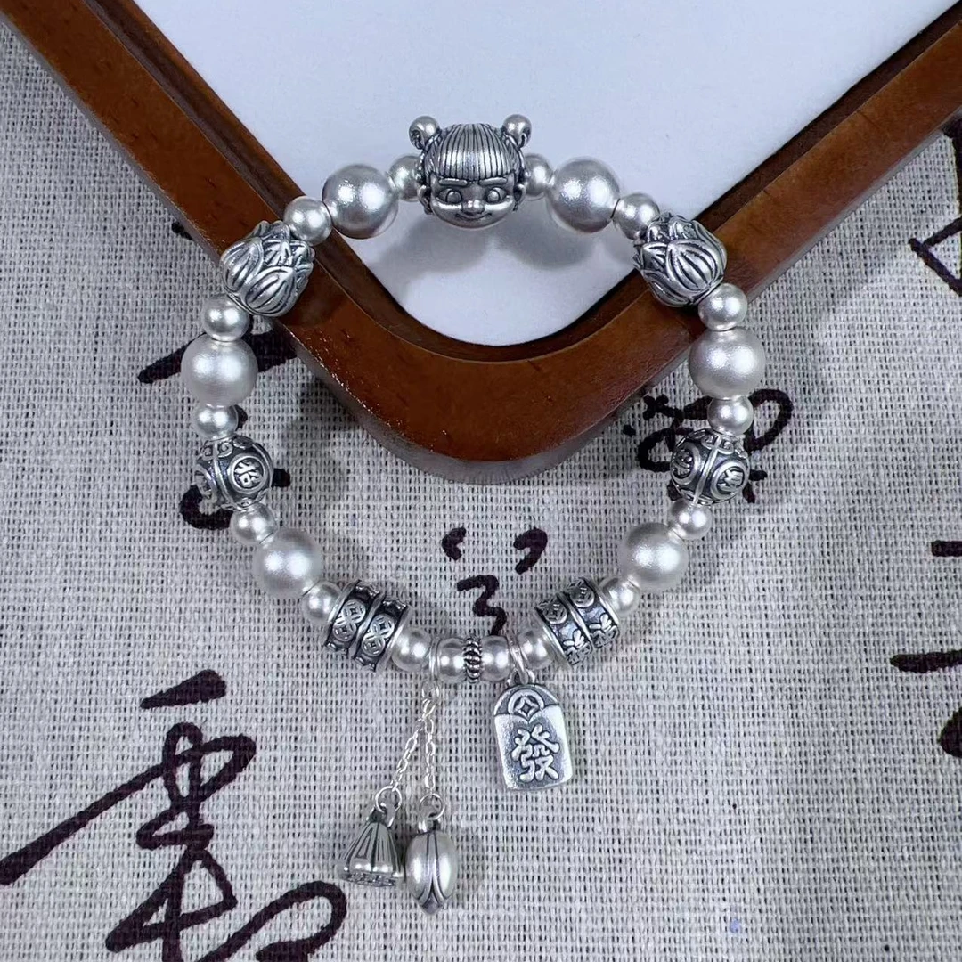 足银银制品 足银手链【龙洋银饰】足银哪吒两世欢生日送老婆女友