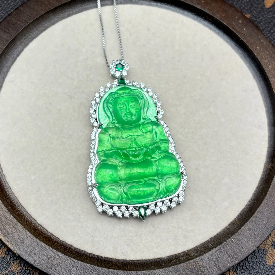 A77 豪镶冰绿观音牌子挂坠 (多样性发其一)