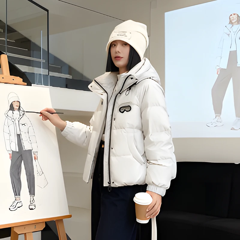 T801小个子休闲减龄短款加厚连帽贲松时尚防风外套