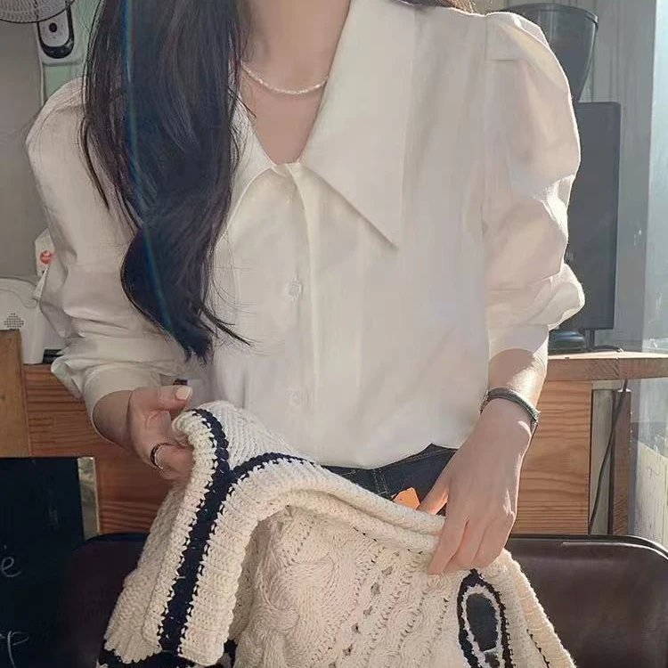 Y012-1#长袖不起球百搭常规单排多扣衬衫上衣宽松潮牌清