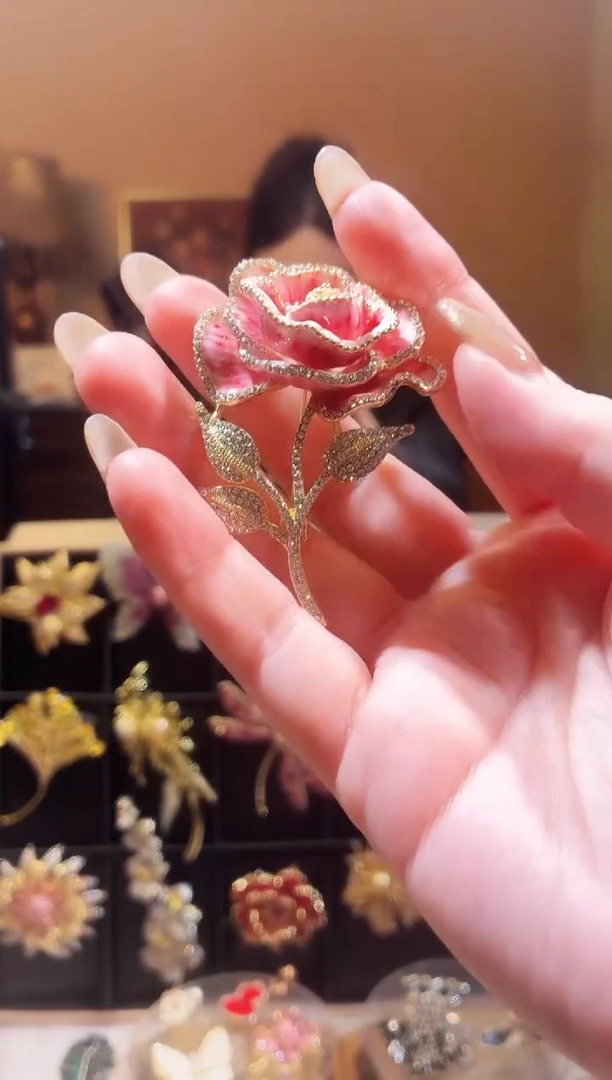 合成立方氧化锆铜合金粉色玫瑰