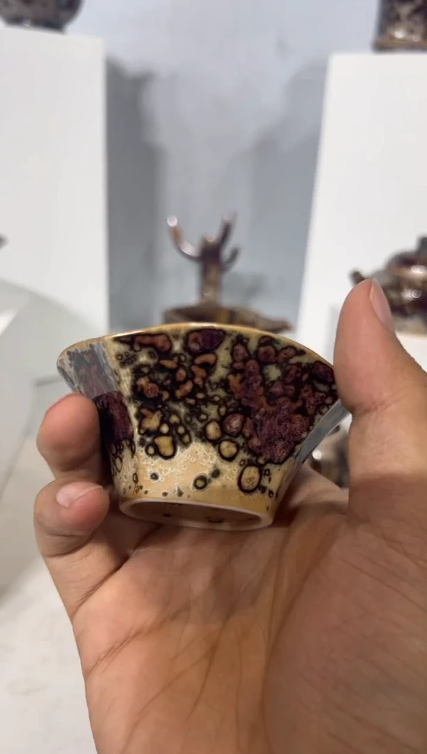 80柴房陶瓷柴烧斑鹿茶漏