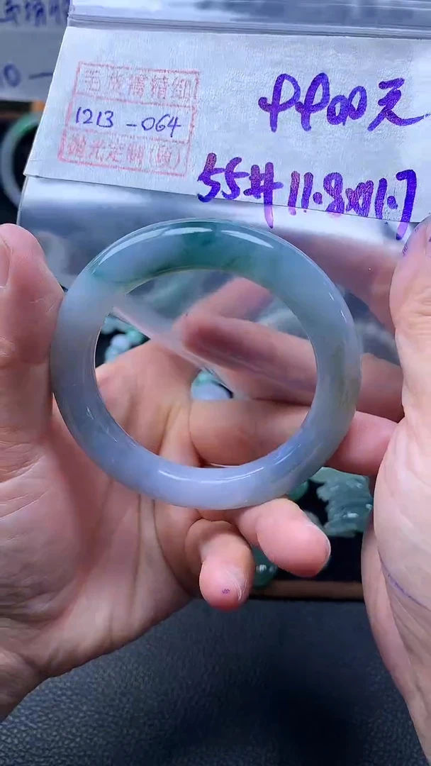未镶嵌定制翡翠司*手镯55圈毛货需精细抛光#64