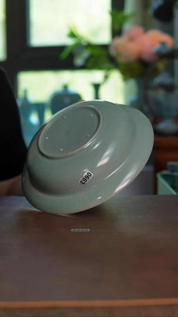 摆件青绿釉帽沿洗19.5cm