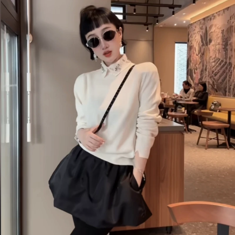 XIAOBAI秋冬时尚毛衣气质长袖百搭套头立领ins上衣