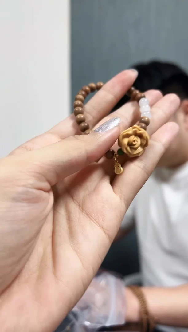 檀香木手串/手链老山单圈搭小花