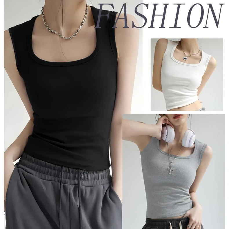 2025春季新款吊带背心女内搭外穿遮副乳工字纯色宽肩带打底上衣Y