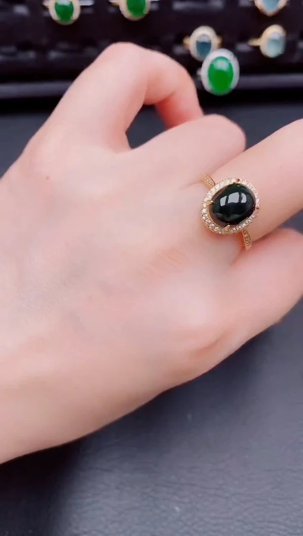 【闪购商品】翡翠戒指银S925镶嵌天然a货翡翠266