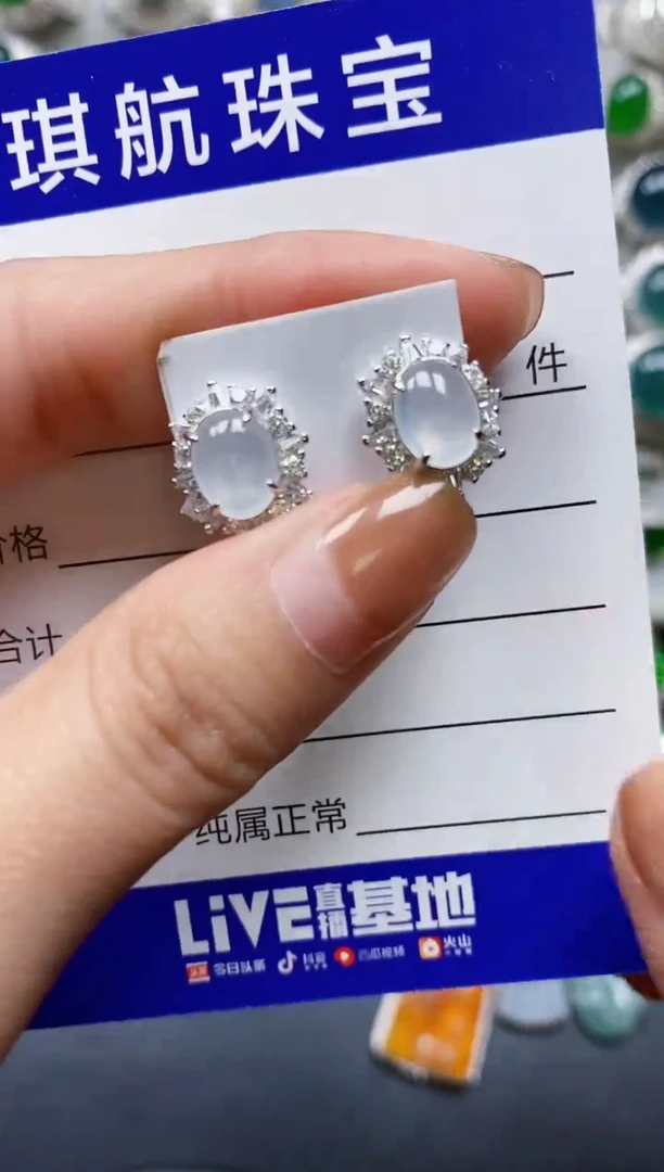 【闪购商品】翡翠耳饰银S925镶嵌0195