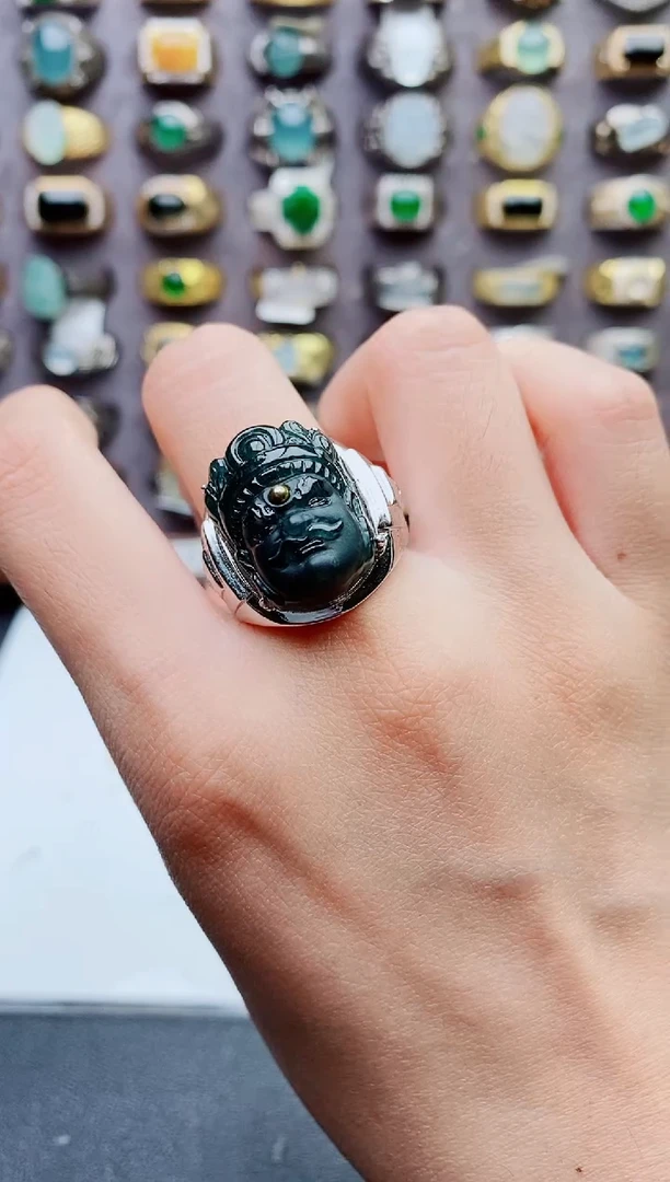 未镶嵌戒指翡翠天然翡翠男戒
