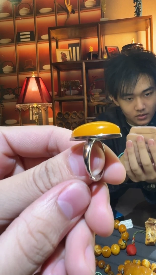 蜜蜡颈饰银S925镶嵌7577天然蜜蜡珠宝奇石