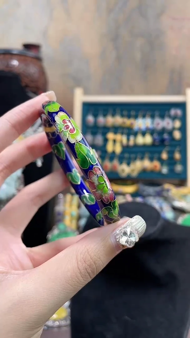 非遗手工景泰蓝开口镯子宝蓝