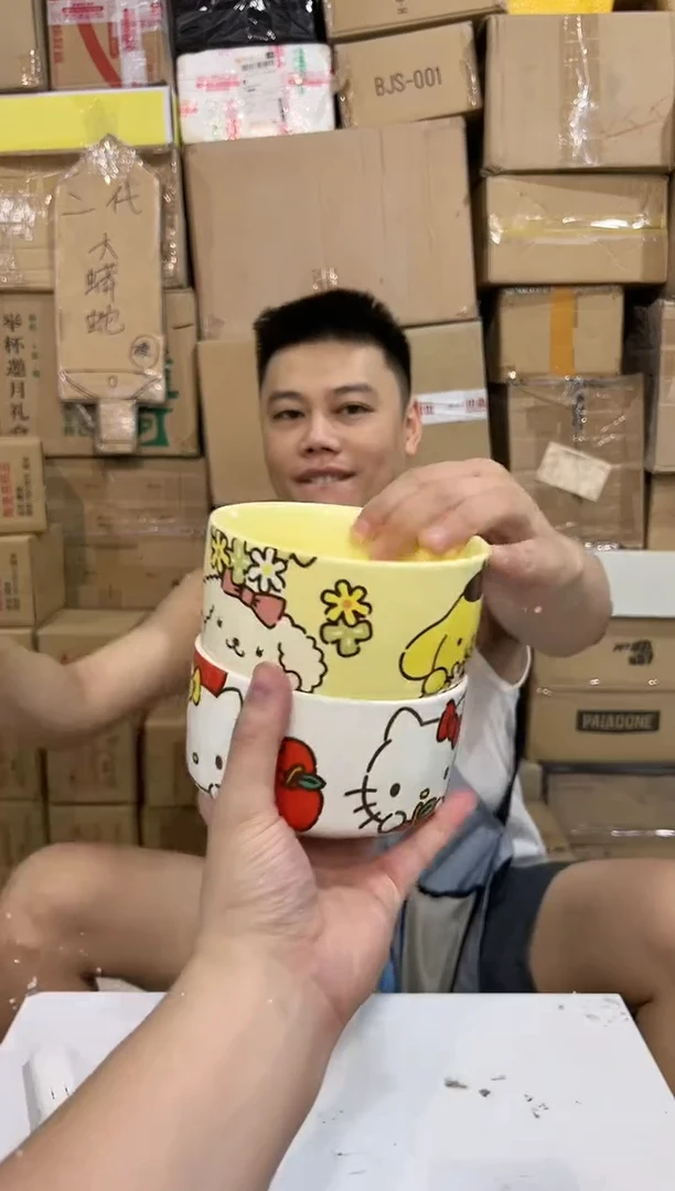 瓷片白色kt猫碗加布丁狗碗