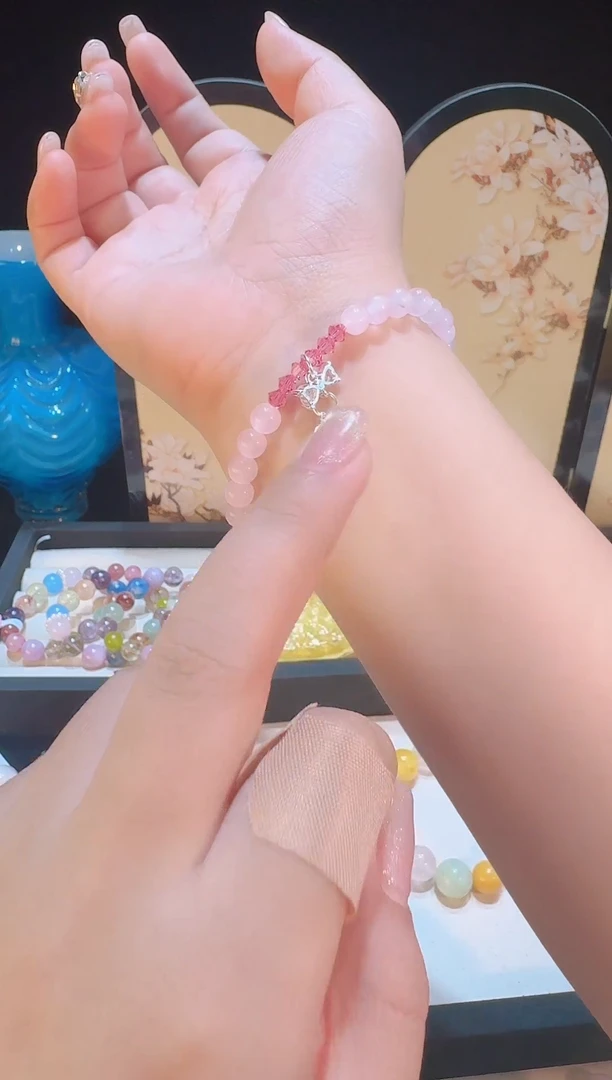 烟晶手链银S925镶嵌手串