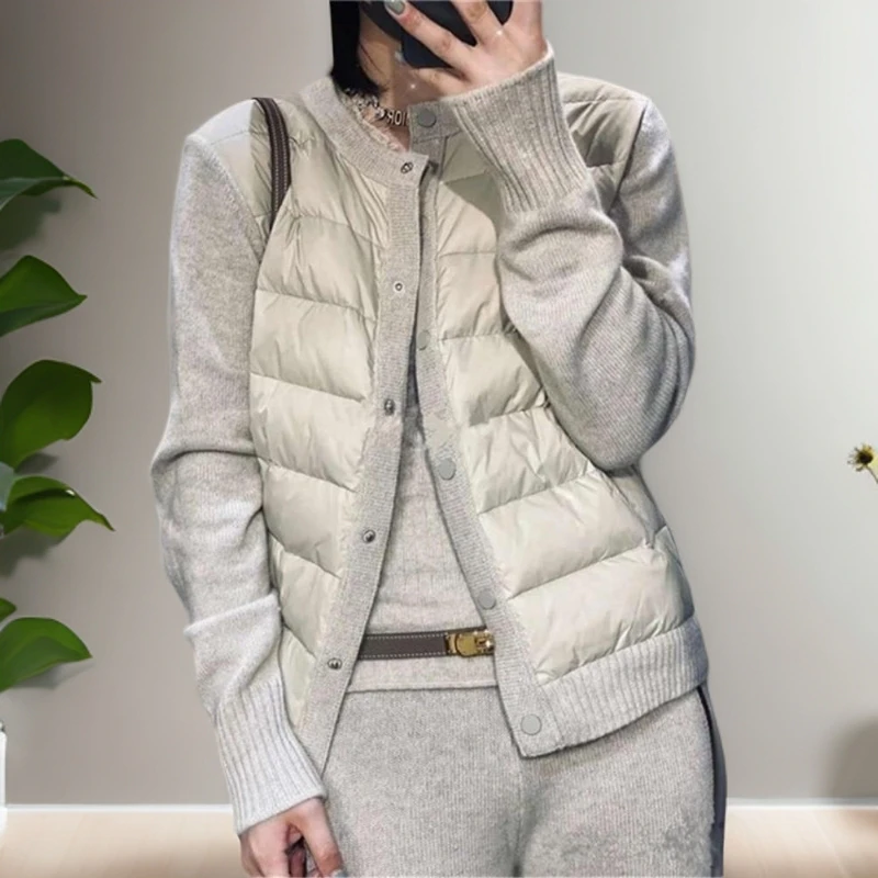 2025年秋冬百搭棉服保暖拼接简约棉衣常规款圆领染色休闲绗缝工艺