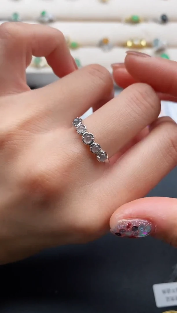 银S925镶嵌戒指翡翠8888888+3