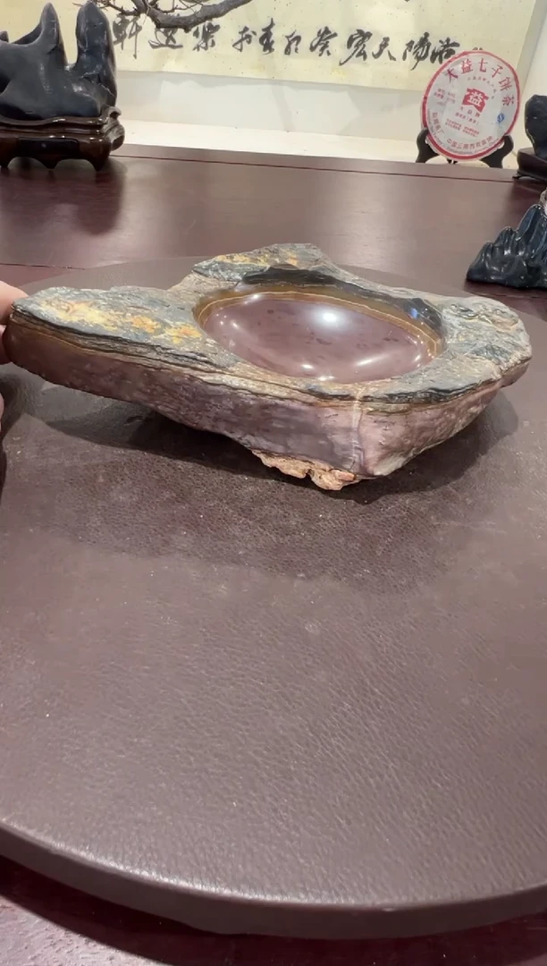 石材典雅砚台烟缸摆件