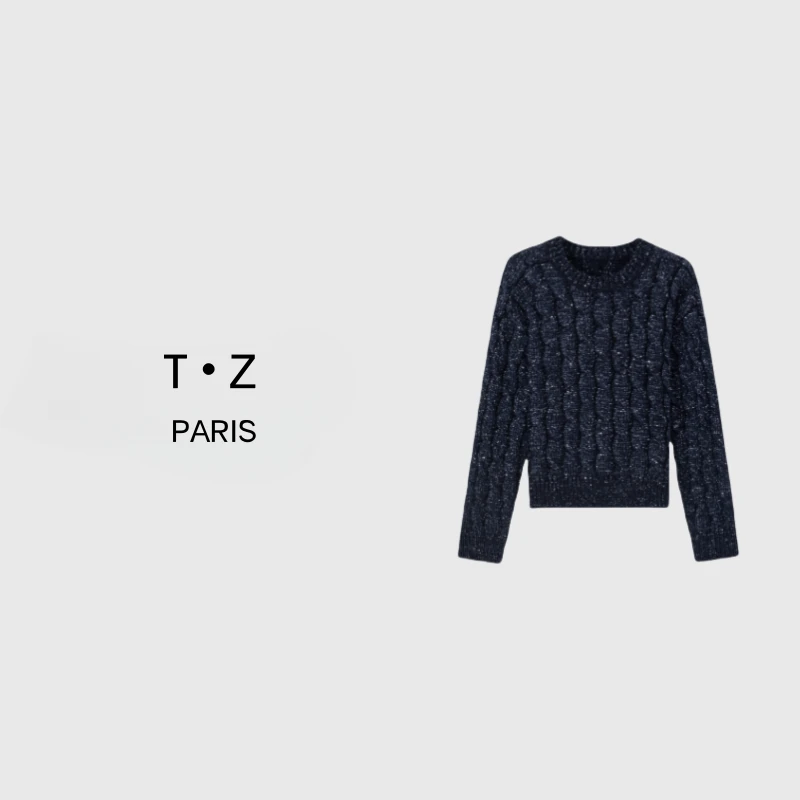 T·Z*40针织毛衫长袖时尚休闲打底设计师秋冬提花毛衣-8677
