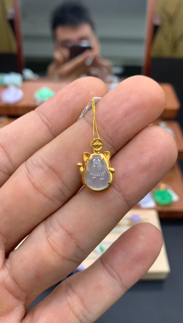 吊坠(不含链)18K金镶嵌翡翠@****o葫芦