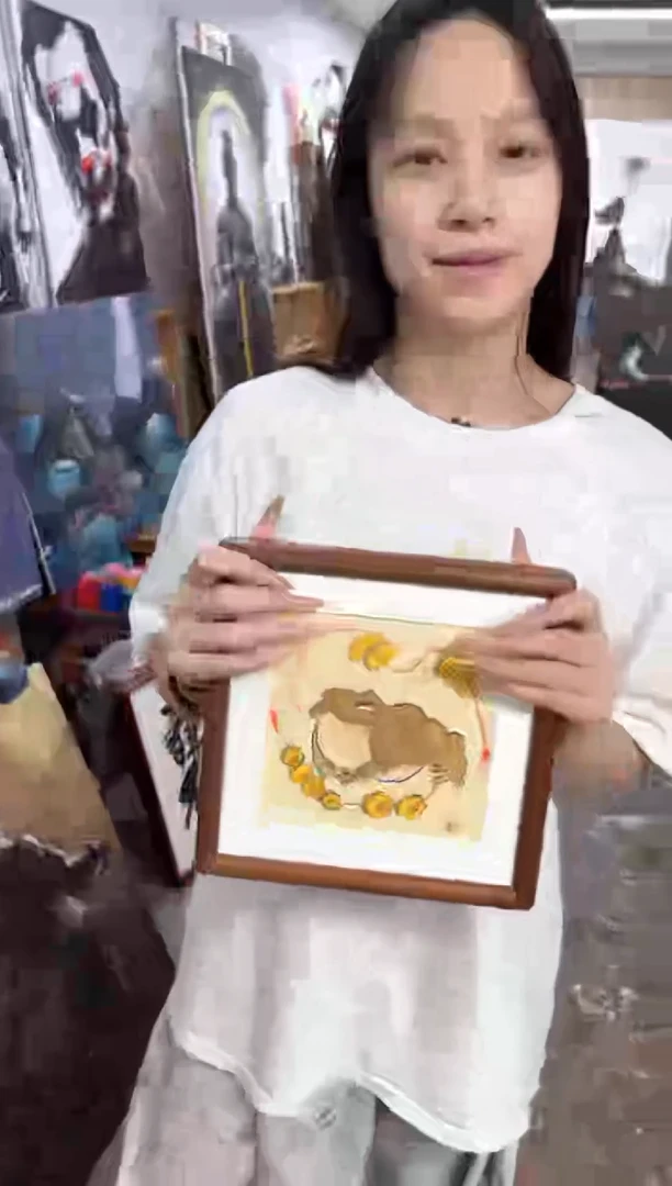 丙烯画丫丫老师金蝉摆台