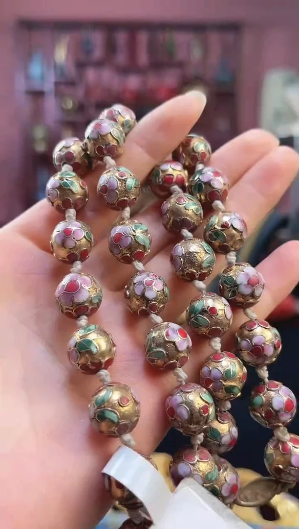 非遗 景泰蓝项链 金地1.2 红绿