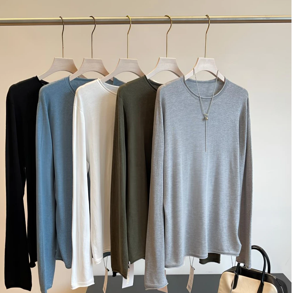 特！炒绵软~高支棉！松驰感小卷边宽松圆领针织衫 F123 女装 H5367